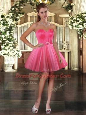 Dynamic Coral Red Sweetheart Lace Up Belt Prom Dresses Sleeveless