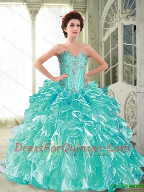 Comfortable Sweetheart New Styles Quinceanera Dresses with Ruffles and Beading