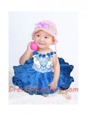 Beautiful Off the Shoulder Mini-length Little Girl Dress with Hand Made Flowers