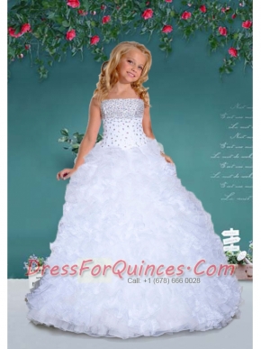 Fashionable Strapless White Quinceanera Gowns with Beading and Ruffles