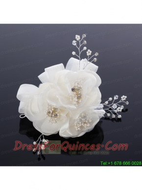 2014 Cute Pearl Net Yarn Chiffon Hair Flowers