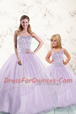 Spectacular Lavender Sleeveless Beading Floor Length Quinceanera Gowns
