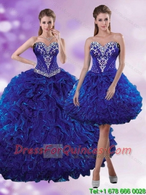 2015 Pretty Royal Blue Quinceanera Dresses with Beading and Ruffles