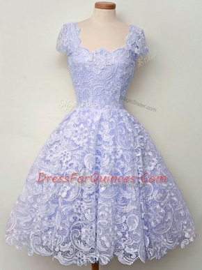 Cap Sleeves Lace Lace Up Quinceanera Dama Dress