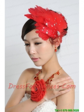 Red Crystals Alloy Plated Necklace And Earrings Jewelry Set