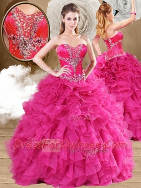 New Style Ball Gown Fuchsia Sweet 16 Dresses with Ruffles