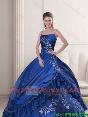 Luxurious Spaghetti Straps Royal Blue 2015 Quinceanera Dress with Appliques