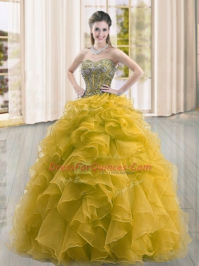 Sleeveless Beading and Ruffles Lace Up Sweet 16 Dress