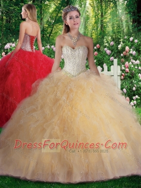 Pretty Ball Gown Beading and Ruffles Sweet 16 Gowns