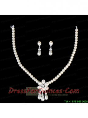 Vintage Style Pearl With Alloy Plated Necklace And Earring Set