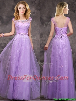 New Arrivals Beaded and Applique Long Dama Dresses in Lavender