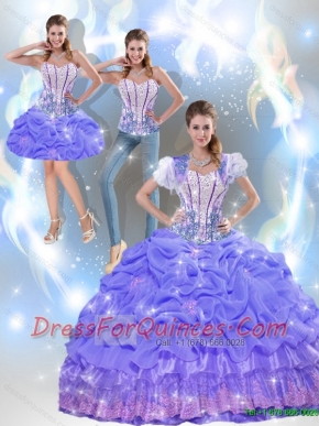 2015 Modest Beaded Classical Quinceanera Dresses with Appliques in Lavender