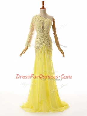Sleeveless Side Zipper Floor Length Lace and Appliques Evening Dress