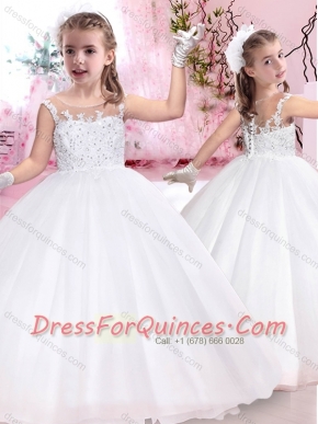 Pretty See Through Scoop Mini Quinceanera Dresses with Appliques and Beading