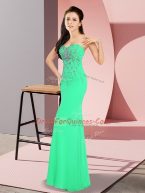 Beauteous Turquoise Prom and Party with Beading Sweetheart Sleeveless Zipper
