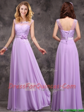 Popular See Through Applique and Laced Dama Dresses in Lavender