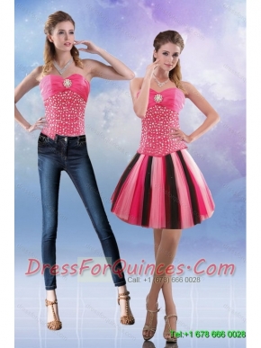 Detachable New Style 2015 Sweetheart Multi Color Prom Dress with Beading