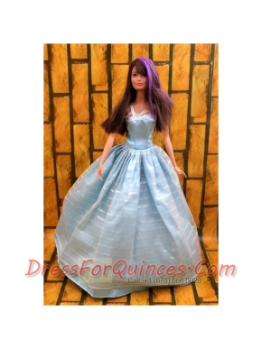 Simple Baby Blue Floor-length Dress For Noble Barbie