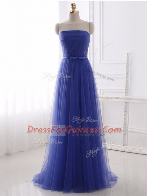 Chic Sleeveless Beading and Belt Zipper Prom Evening Gown
