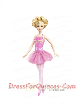 Beading Princess Mini-length Pink Barbie Doll Dress