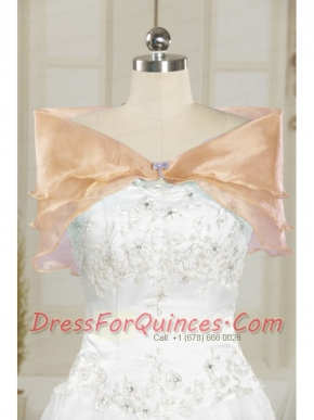 Champagne Open Front Organza Beading Shawls for Wedding