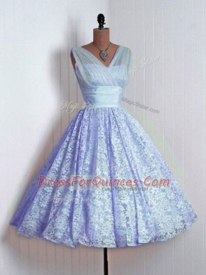 Flirting Lavender Lace Up V-neck Lace Damas Dress Lace Sleeveless