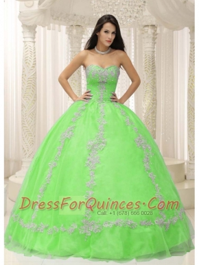 Green Sweetheart 15th Birthday Dresses with Appliques and Beaded Decorate For 2013