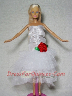 Elegant Wedding Dress With Flower Tea-length For Barbie Doll