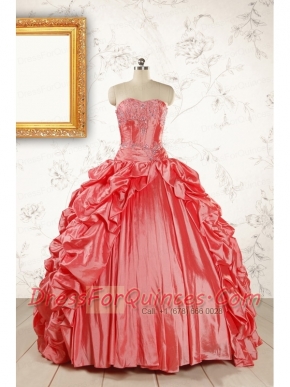 2015 Beautiful Sweetheart Beading Quinceanera Dresses in Watermelon
