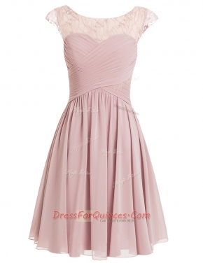 Glorious Scoop Cap Sleeves Chiffon Beading Zipper