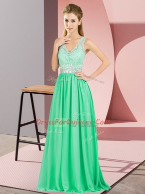 Clearance Floor Length Empire Sleeveless Apple Green Evening Dress Backless