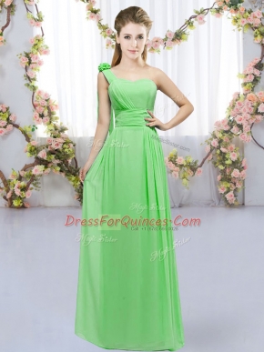 Chiffon Sleeveless Floor Length Quinceanera Dama Dress and Hand Made Flower