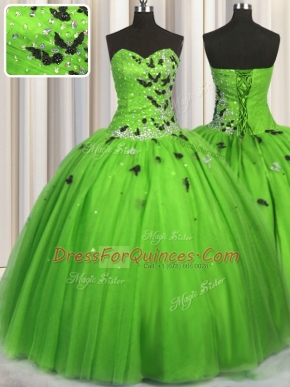 Unique Sleeveless Beading and Appliques Floor Length 15th Birthday Dress