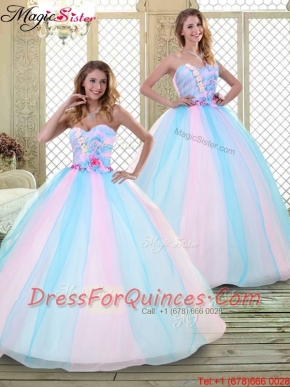 2016 Sweetheart Quinceanera Dresses with Hand Made Flowers