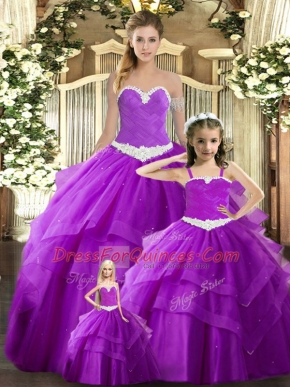 Tulle Sleeveless Floor Length Quinceanera Gown and Ruching