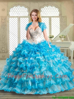 Gorgeous Sweetheart Beading and Ruffled Layers Quinceanera Gowns