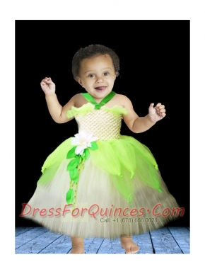 Lovely Tulle Ball Gown Halter Top Tea-length Little Girl Dress