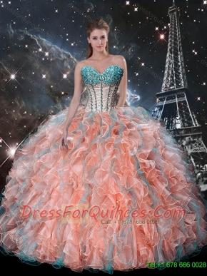 2016 The Most Popular Multi Color Ruffles and Beaded Sweet 16 Dresses