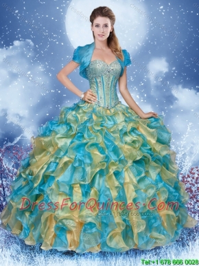 Cheap Multi Color Quinceanera Gowns with Beading and Ruffles