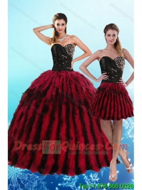 Luxurious Multi Color Sweetheart Quince Dresses with Beading and Ruffles