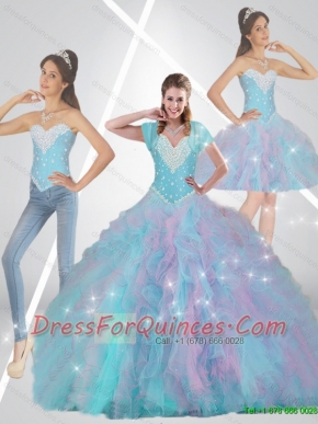 Romantic Multi Color Sweet 16 Dresses with Beading and Ruffles