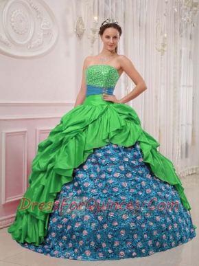 Colourful Ball Gown Strapless Floor-length Beading For Sweet 16 Dresses