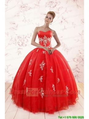 Most Popular Red Puffy Quinceanera Dresses with Appliques