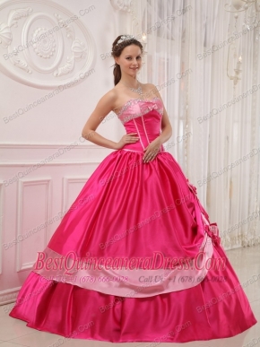 Coral Red Ball Gown Sweetheart Floor-length Satin   Appliques with Beading Quinceanera Dress