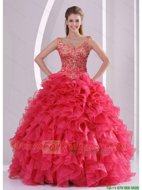 2015 Detachable Beading and Ruffles Quince Dresses in Red