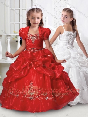 New Beaded and Bubble Red Little Girl Pageant Dresses with Spaghetti Straps