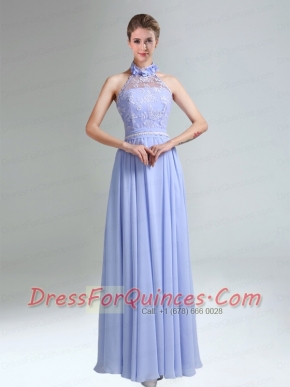 Belt and Lace Halter Empire Lace Up Dama Dress for 2015