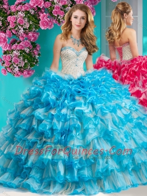 Romantic Beaded and Ruffled Layers Quinceanera Dress with Really Puffy
