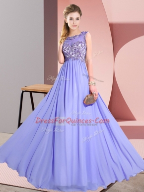 Decent Lavender Sleeveless Chiffon Backless Vestidos de Damas for Wedding Party
