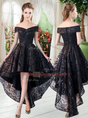 High End Sleeveless High Low Homecoming Dress and Lace
